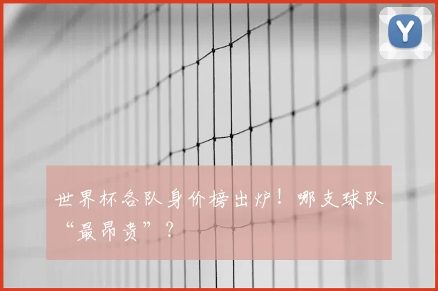 世界杯各队身价榜出炉！哪支球队“最昂贵”？